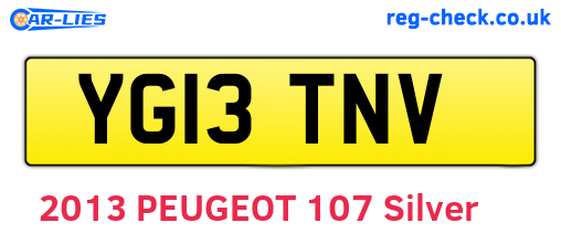 YG13TNV are the vehicle registration plates.