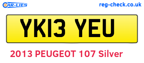 YK13YEU are the vehicle registration plates.