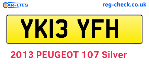 YK13YFH are the vehicle registration plates.