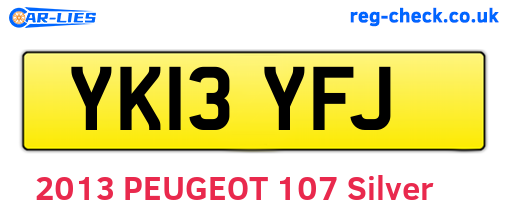 YK13YFJ are the vehicle registration plates.