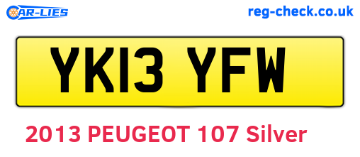 YK13YFW are the vehicle registration plates.