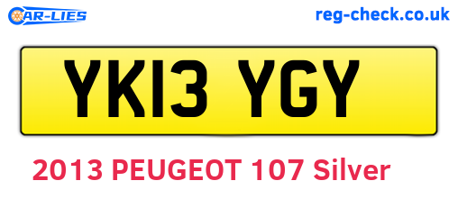 YK13YGY are the vehicle registration plates.