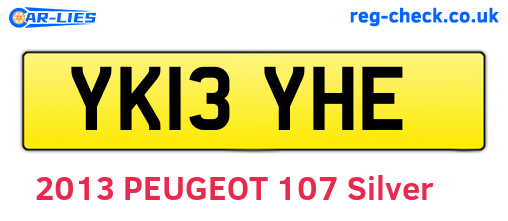 YK13YHE are the vehicle registration plates.