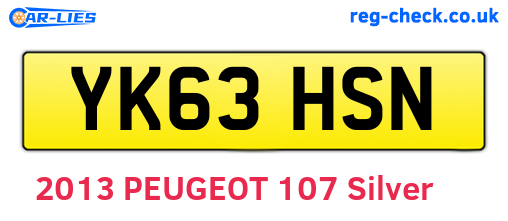 YK63HSN are the vehicle registration plates.