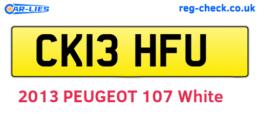 CK13HFU are the vehicle registration plates.