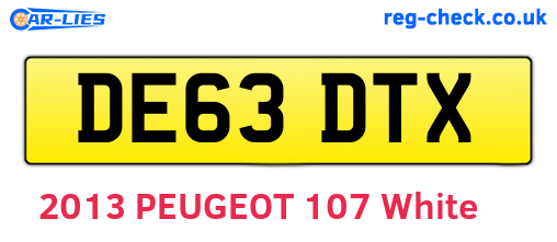 DE63DTX are the vehicle registration plates.