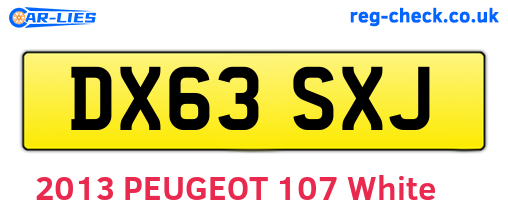 DX63SXJ are the vehicle registration plates.