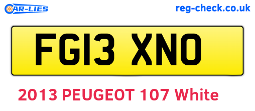 FG13XNO are the vehicle registration plates.
