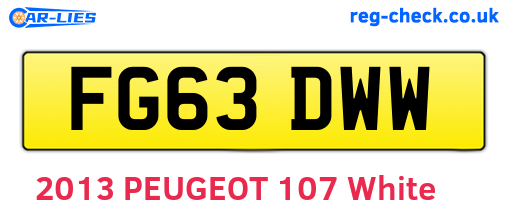 FG63DWW are the vehicle registration plates.