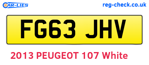 FG63JHV are the vehicle registration plates.