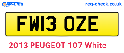 FW13OZE are the vehicle registration plates.