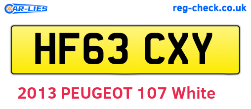 HF63CXY are the vehicle registration plates.