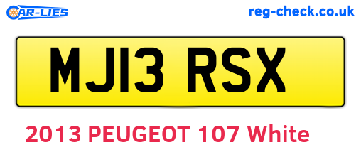 MJ13RSX are the vehicle registration plates.