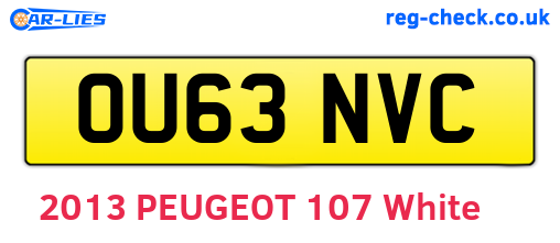 OU63NVC are the vehicle registration plates.
