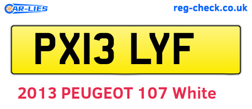 PX13LYF are the vehicle registration plates.