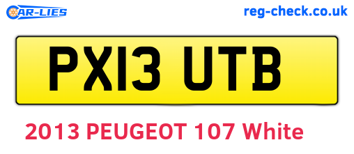 PX13UTB are the vehicle registration plates.