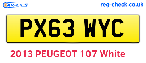 PX63WYC are the vehicle registration plates.