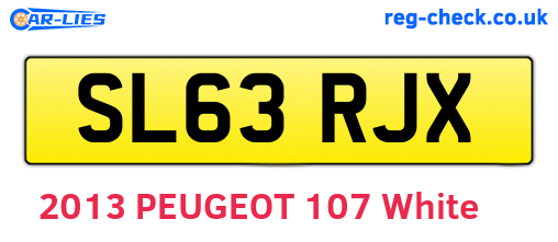 SL63RJX are the vehicle registration plates.