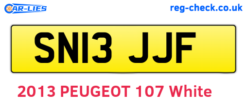 SN13JJF are the vehicle registration plates.