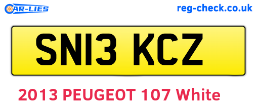 SN13KCZ are the vehicle registration plates.