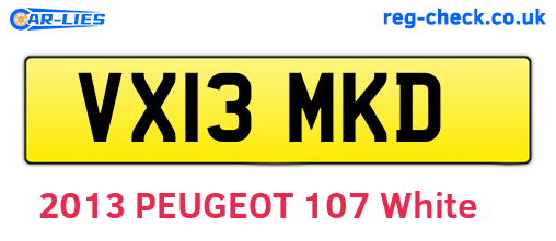 VX13MKD are the vehicle registration plates.