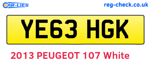 YE63HGK are the vehicle registration plates.