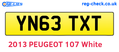 YN63TXT are the vehicle registration plates.