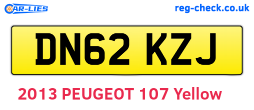 DN62KZJ are the vehicle registration plates.