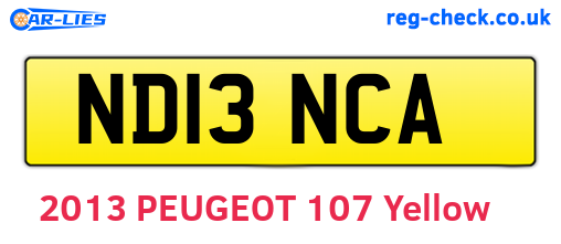 ND13NCA are the vehicle registration plates.