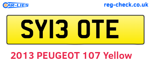 SY13OTE are the vehicle registration plates.
