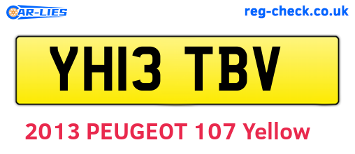 YH13TBV are the vehicle registration plates.