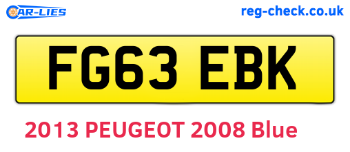 FG63EBK are the vehicle registration plates.