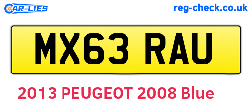 MX63RAU are the vehicle registration plates.
