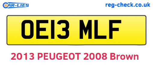 OE13MLF are the vehicle registration plates.