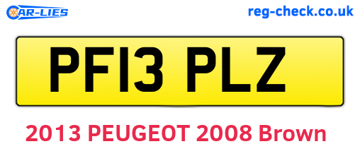 PF13PLZ are the vehicle registration plates.