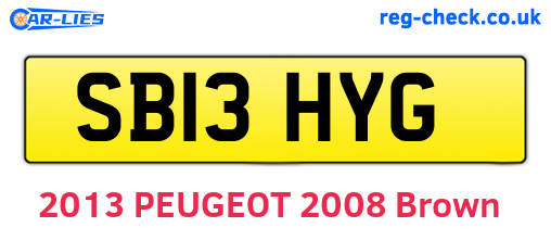 SB13HYG are the vehicle registration plates.