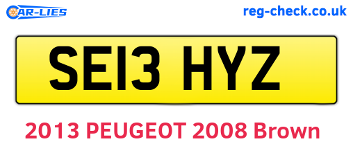 SE13HYZ are the vehicle registration plates.
