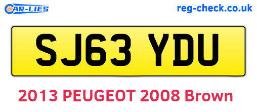 SJ63YDU are the vehicle registration plates.