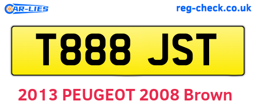 T888JST are the vehicle registration plates.