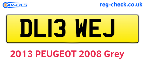 DL13WEJ are the vehicle registration plates.
