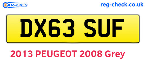 DX63SUF are the vehicle registration plates.