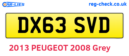 DX63SVD are the vehicle registration plates.