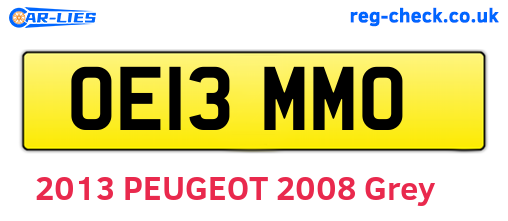 OE13MMO are the vehicle registration plates.