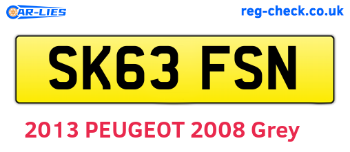 SK63FSN are the vehicle registration plates.
