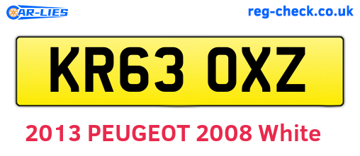 KR63OXZ are the vehicle registration plates.