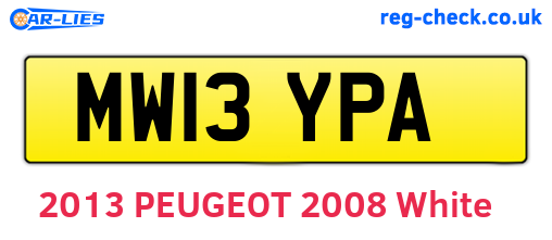 MW13YPA are the vehicle registration plates.