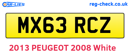 MX63RCZ are the vehicle registration plates.