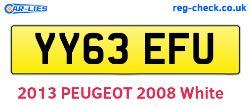 YY63EFU are the vehicle registration plates.