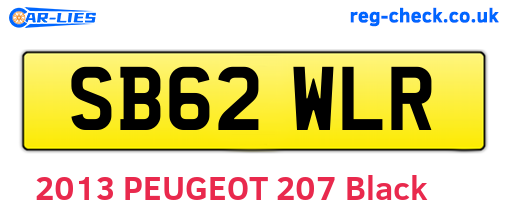 SB62WLR are the vehicle registration plates.