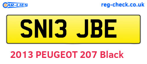 SN13JBE are the vehicle registration plates.